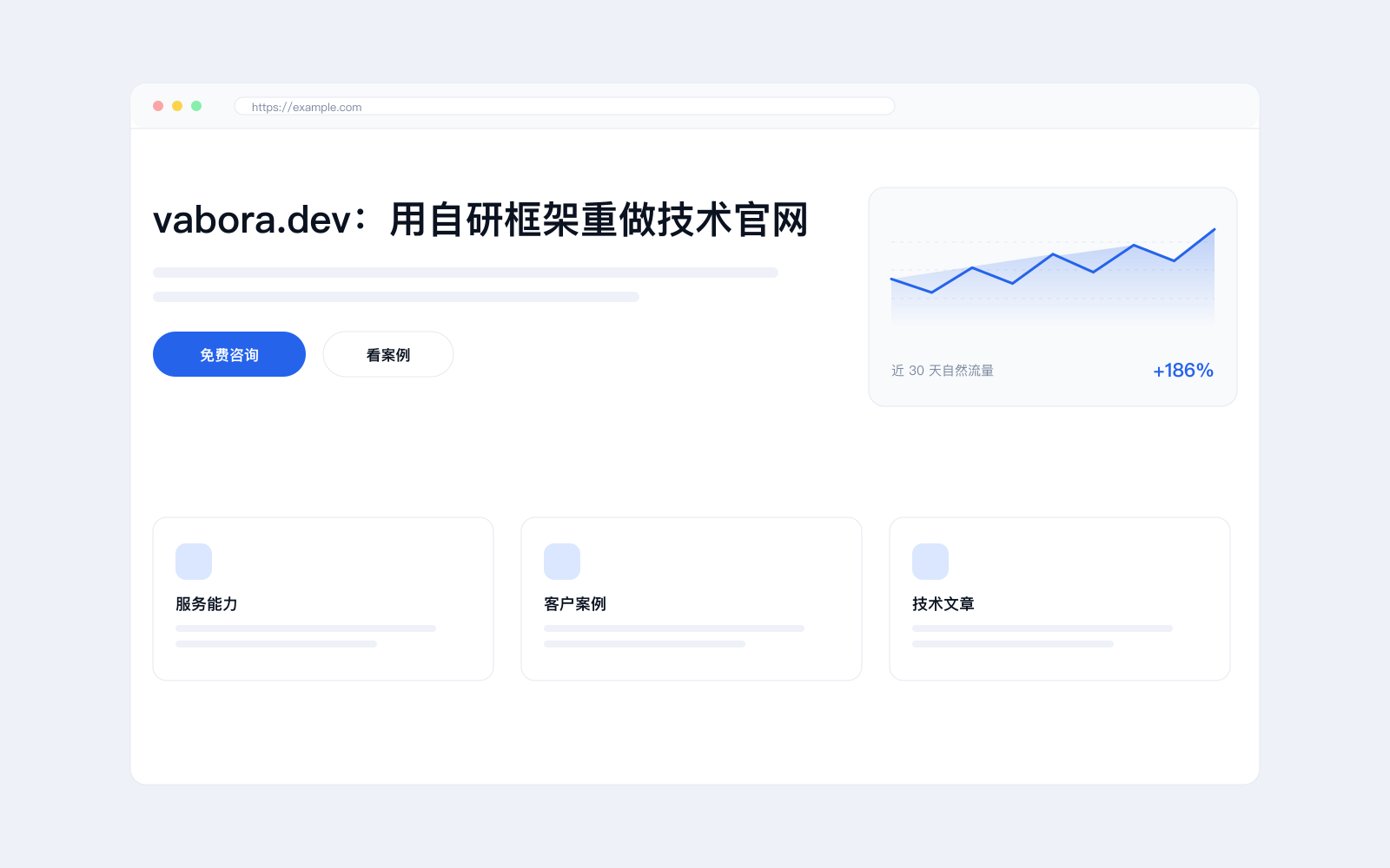 vabora.dev：用自研框架重做技术官网 项目截图