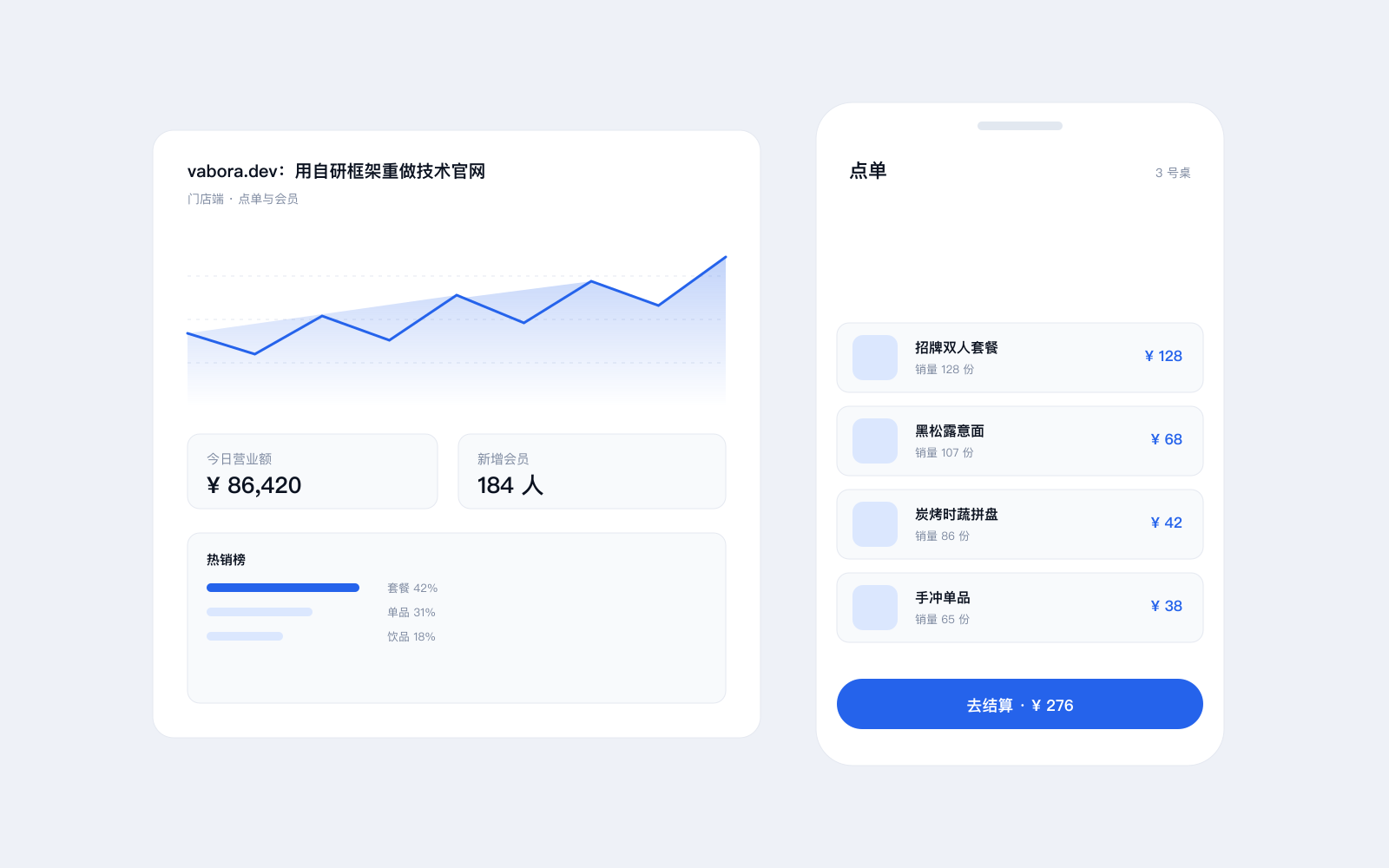 vabora.dev：用自研框架重做技术官网 项目截图